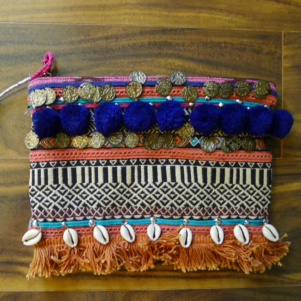 {Pepe Jeans London} Fabric Embellished Clutch/ Pouch